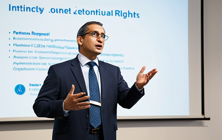 변리사 취업 가능성 - A diverse team of patent attorneys in a bright, modern law firm, collaborating on a new invention pa...