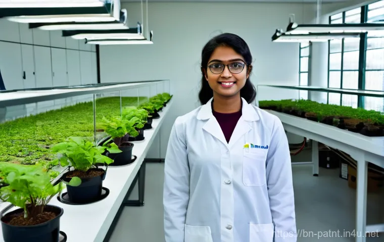 변리사와 ESG 관련 특허 사례 - **Prompt 1: Eco-Innovator in a Sustainable Future Lab**
A bright, wide-angle shot of a young, am...